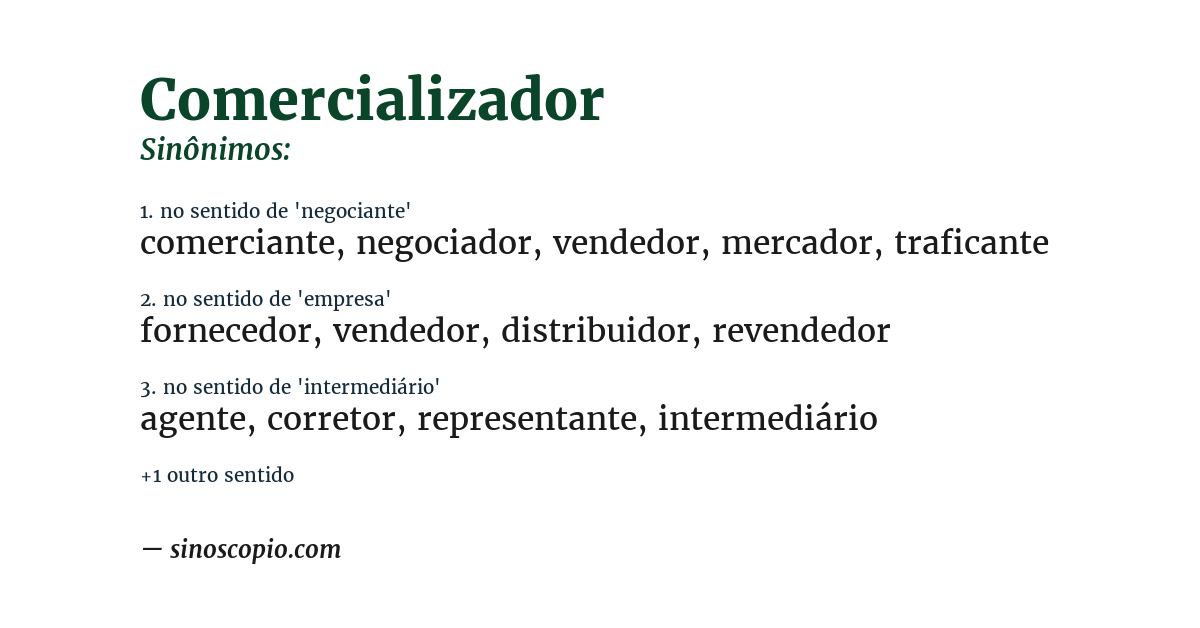 Sinônimo de comercializador