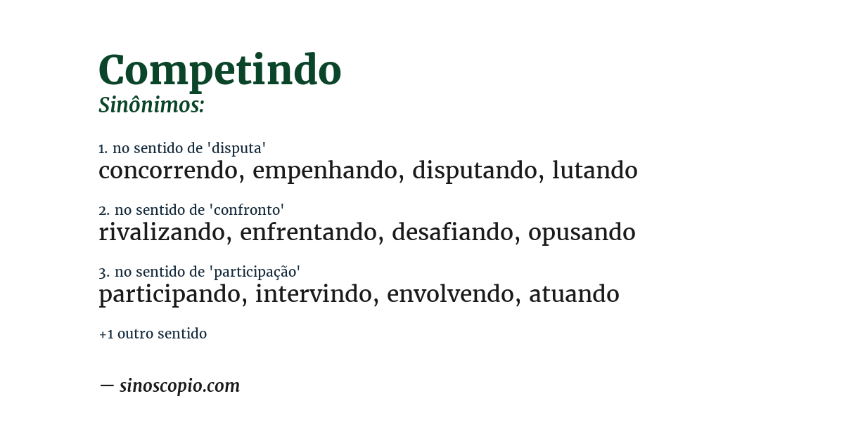 Sinônimo de competindo