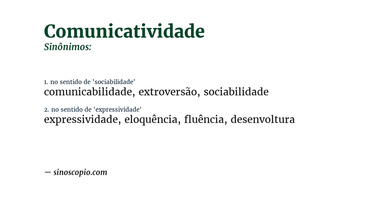Sinônimo de comunicatividade