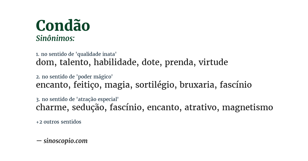 Sinônimo de condão
