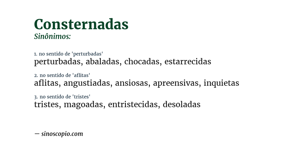 Sinônimo de consternadas
