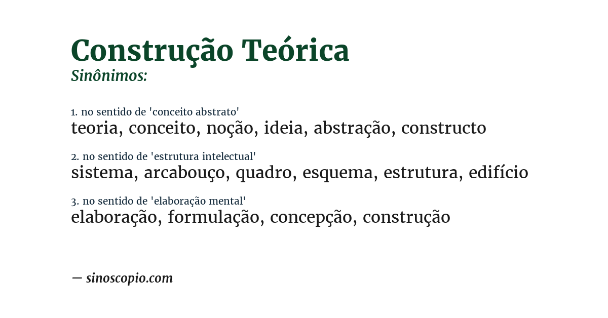 Sinônimo de construção teórica