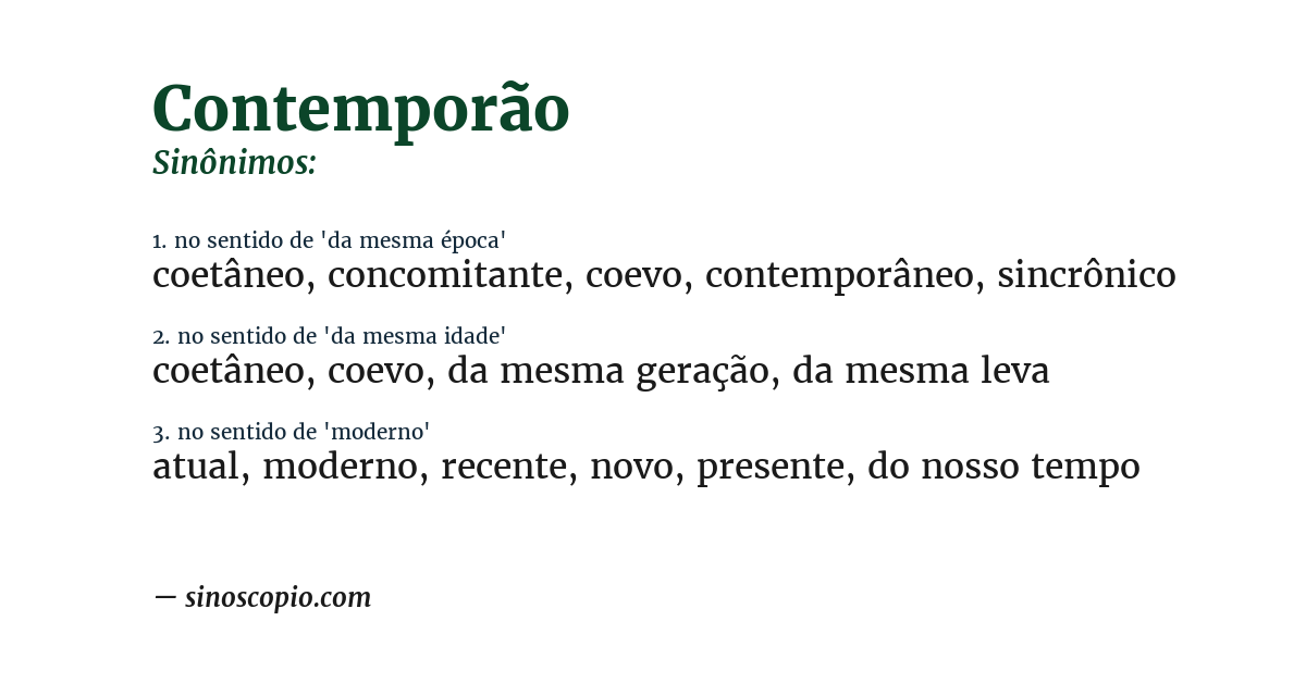Sinônimo de contemporão