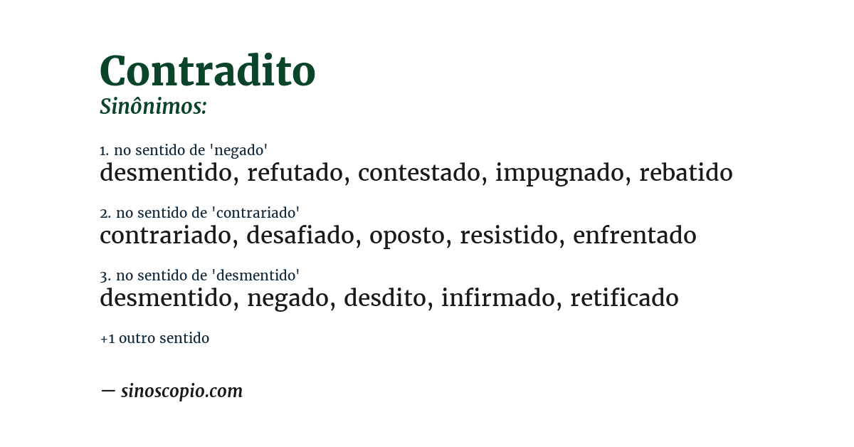 Sinônimo de contradito