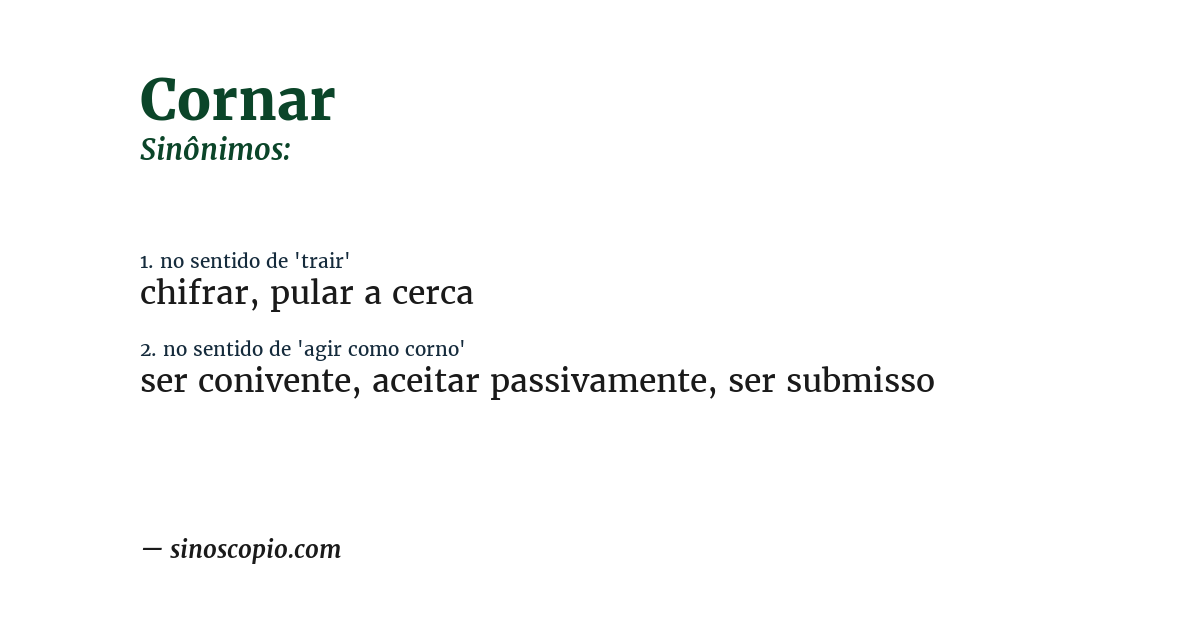 Sinônimo de cornar