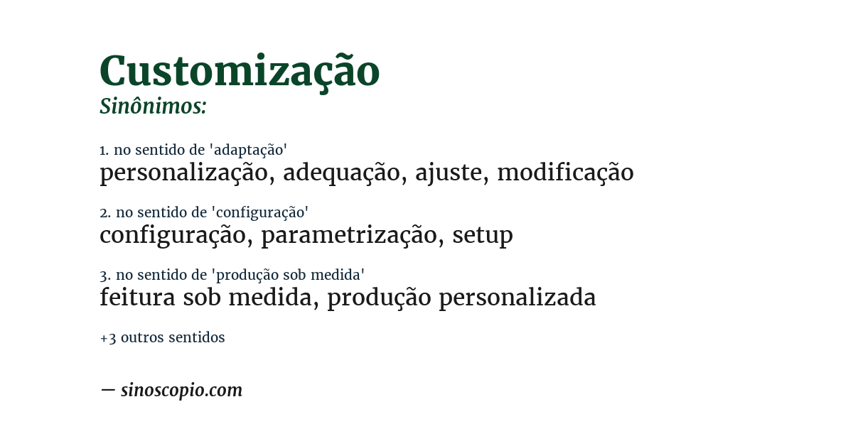 Sinônimo de customização