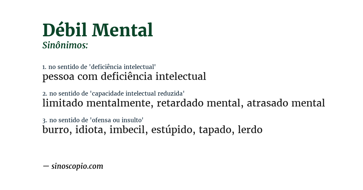 Sinônimo de débil mental
