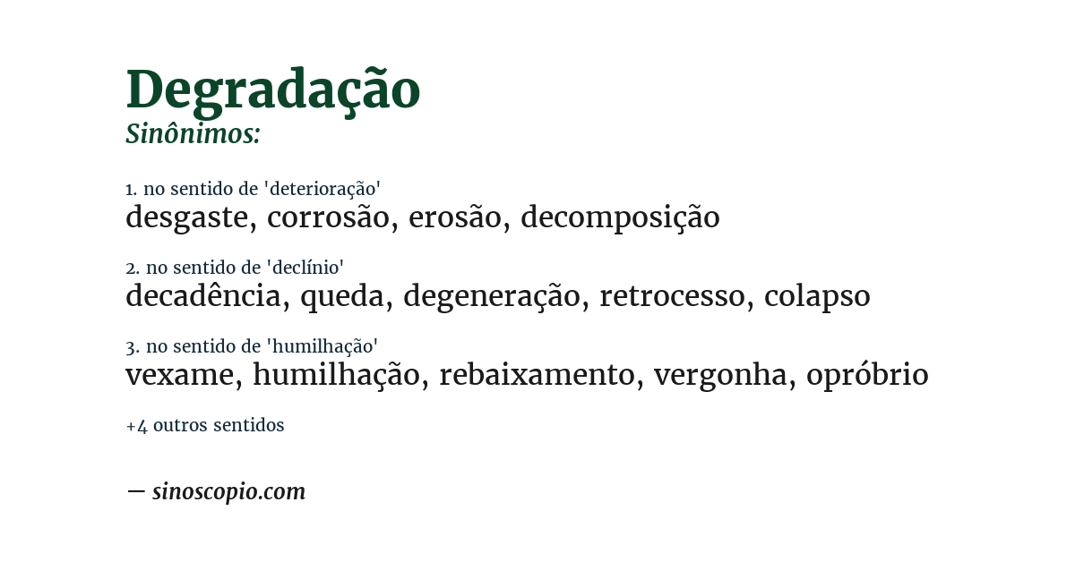 Sinônimo de degradação