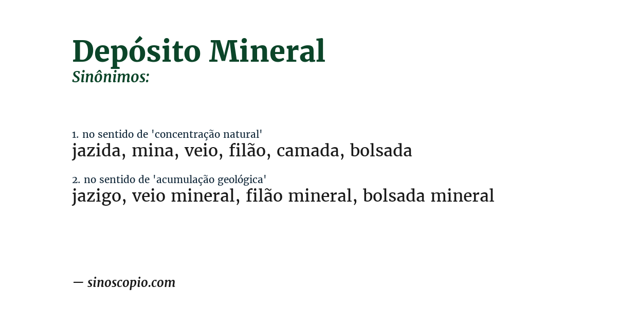 Sinônimo de depósito mineral