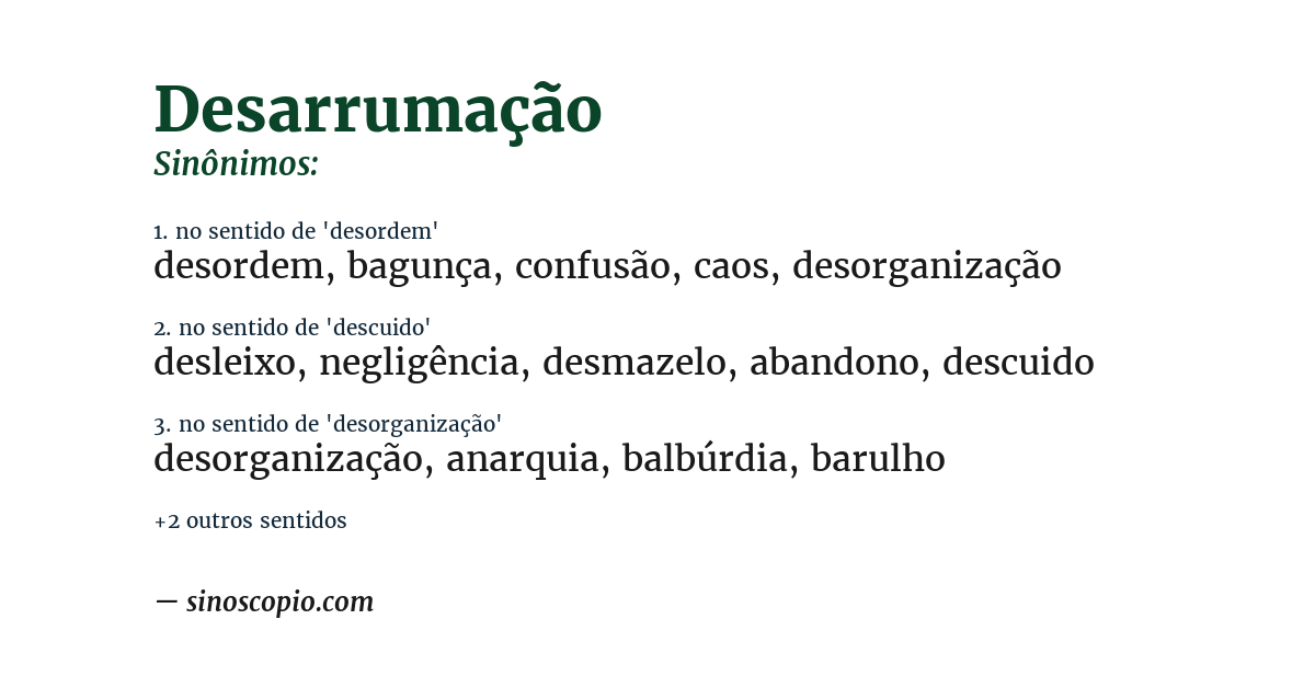 Sinônimo de desarrumação