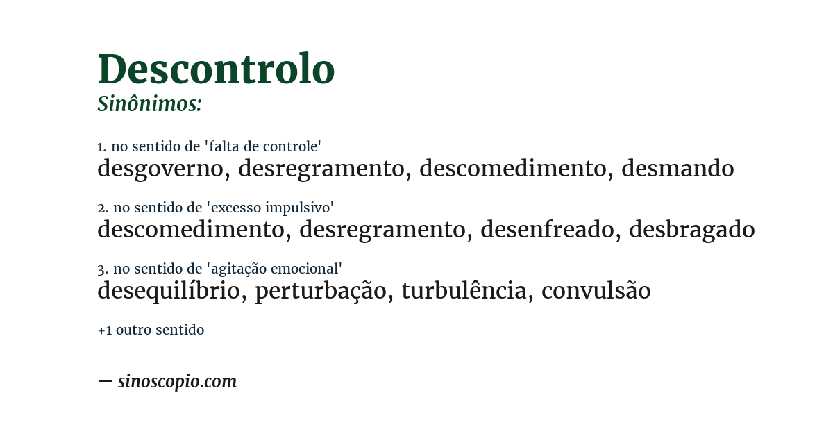 Sinônimo de descontrolo