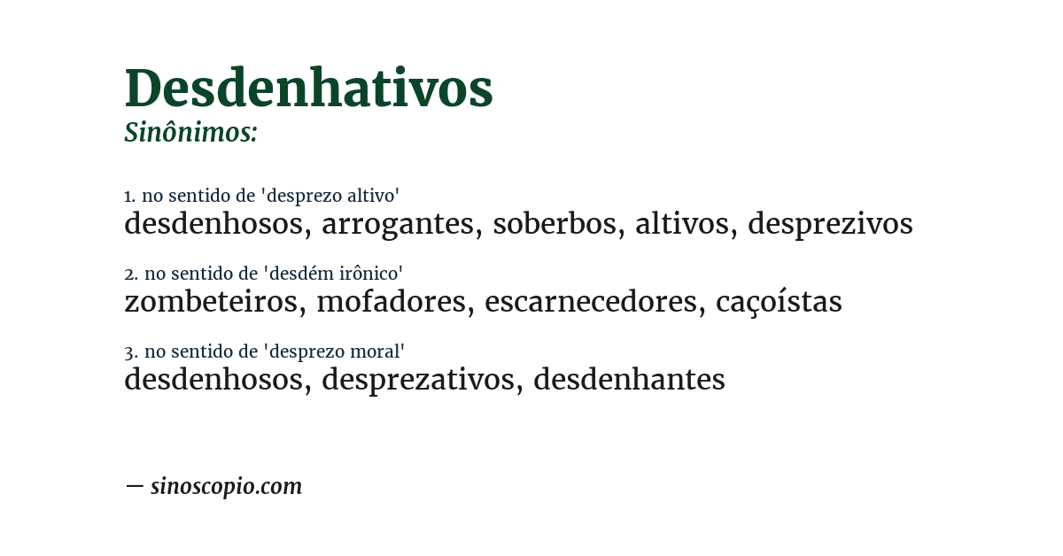 Sinônimo de desdenhativos
