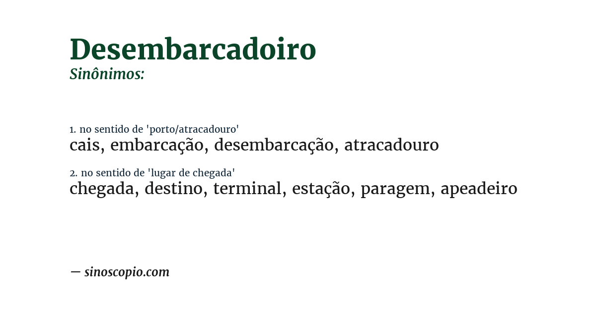 Sinônimo de desembarcadoiro