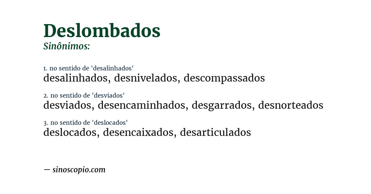 Sinônimo de deslombados