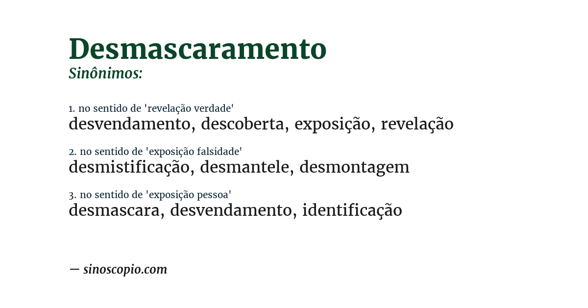 Sinônimo de desmascaramento