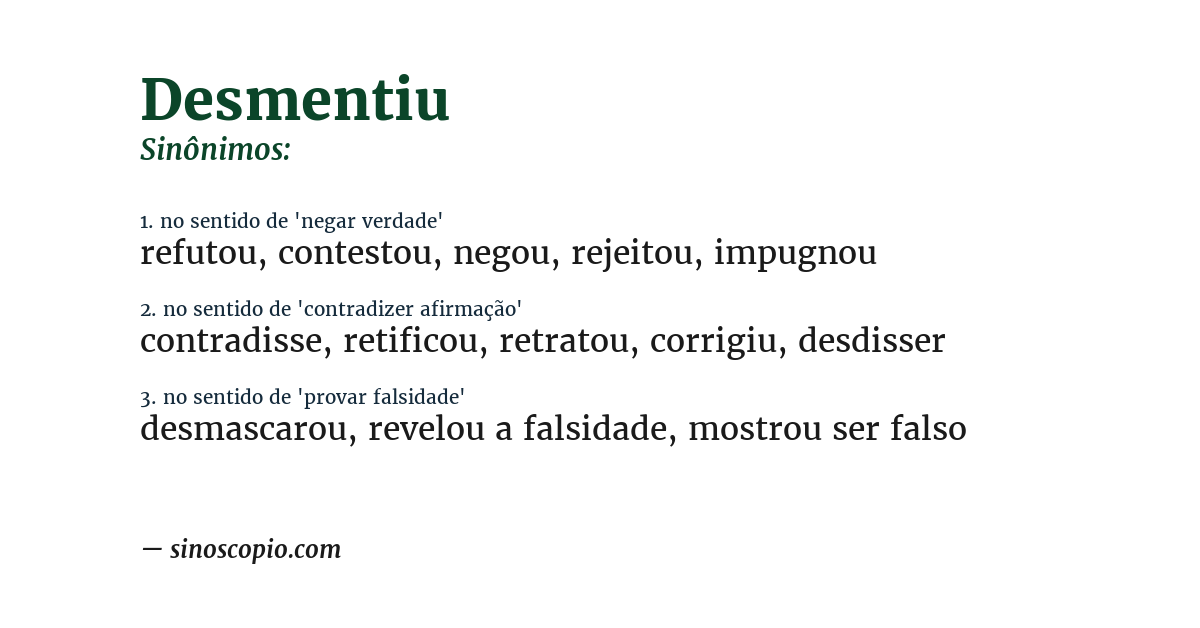 Sinônimo de desmentiu