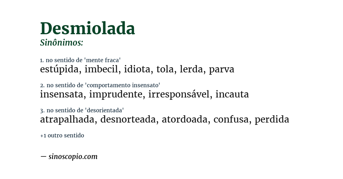 Sinônimo de desmiolada