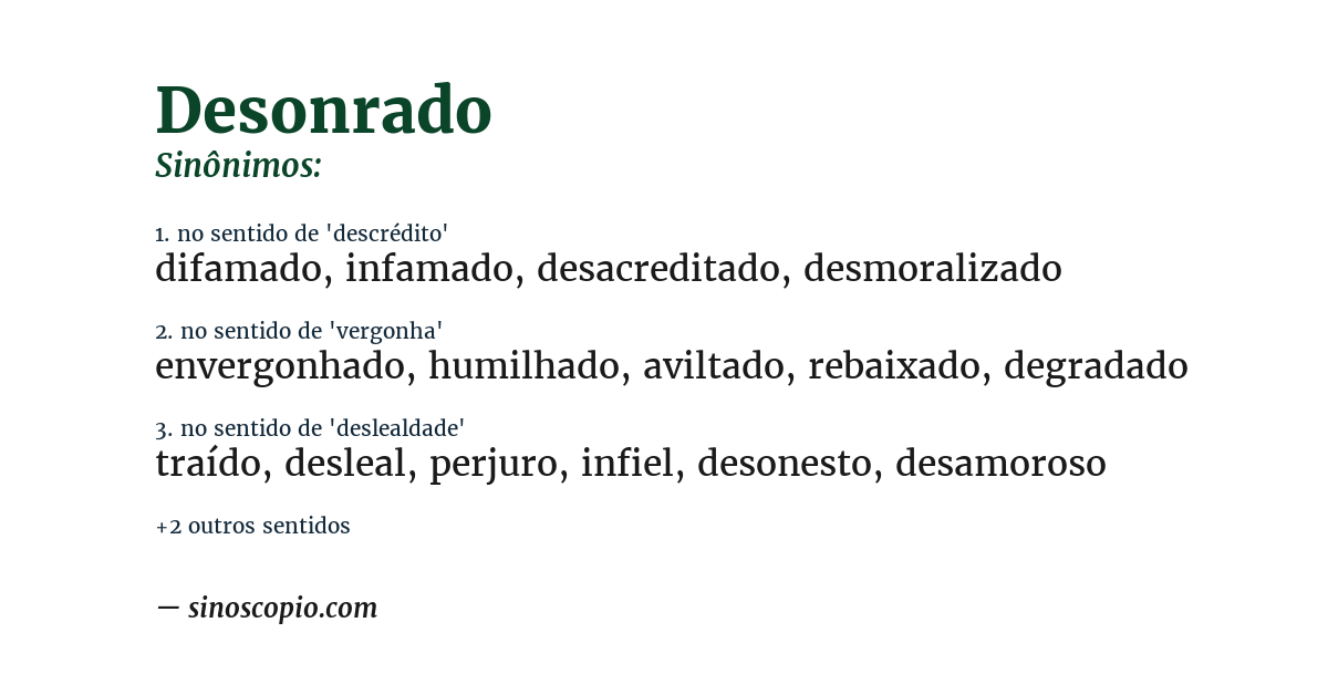 Sinônimo de desonrado
