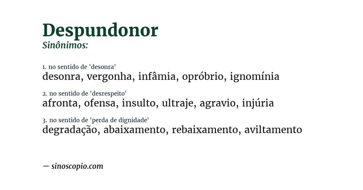Sinônimo de despundonor