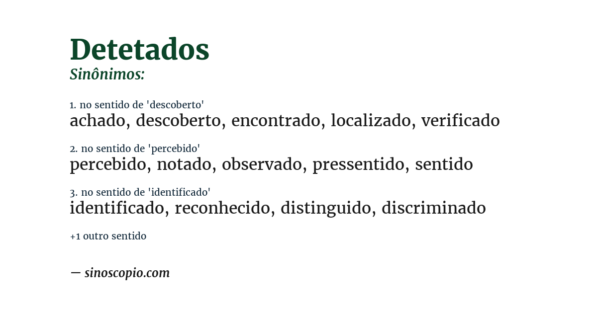 Sinônimo de detetados