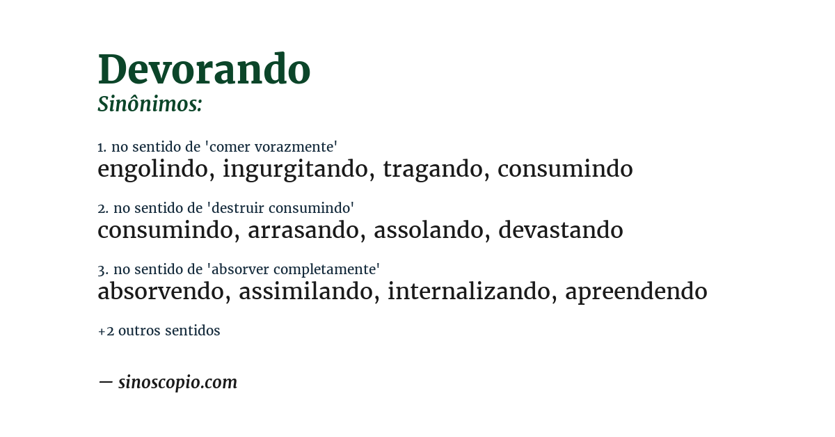 Sinônimo de devorando
