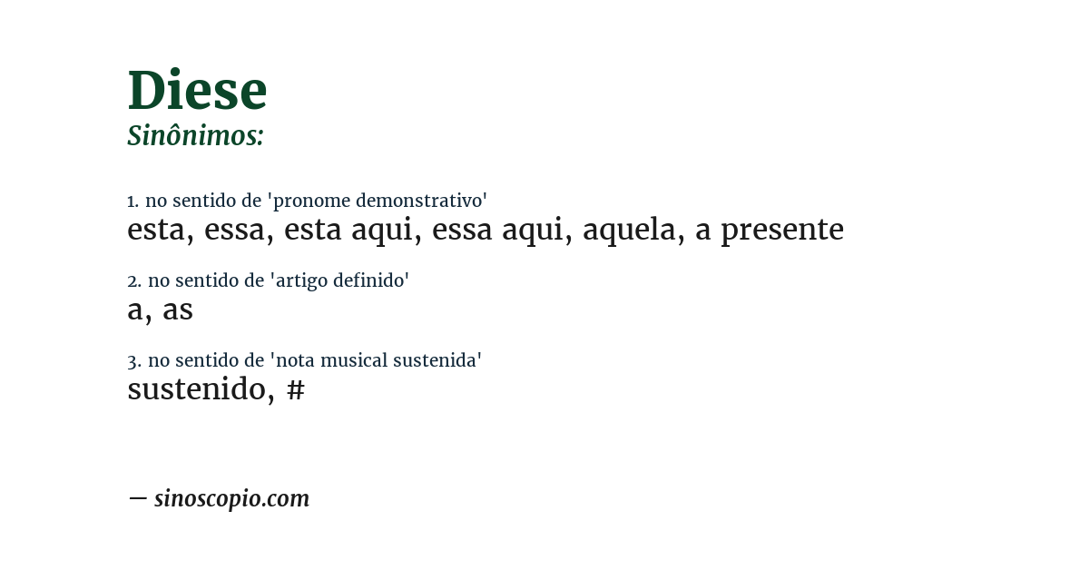 Sinônimo de diese
