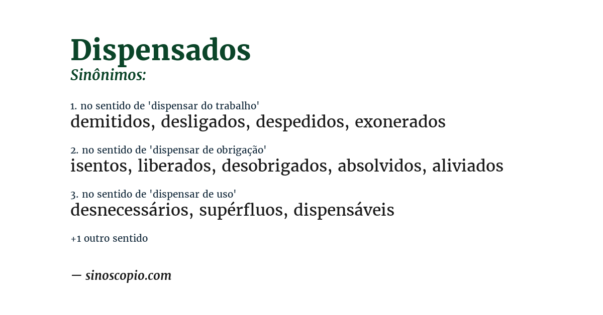 Sinônimo de dispensados