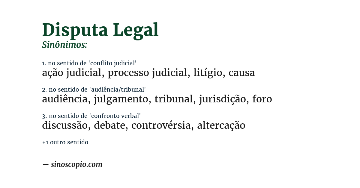 Sinônimo de disputa legal