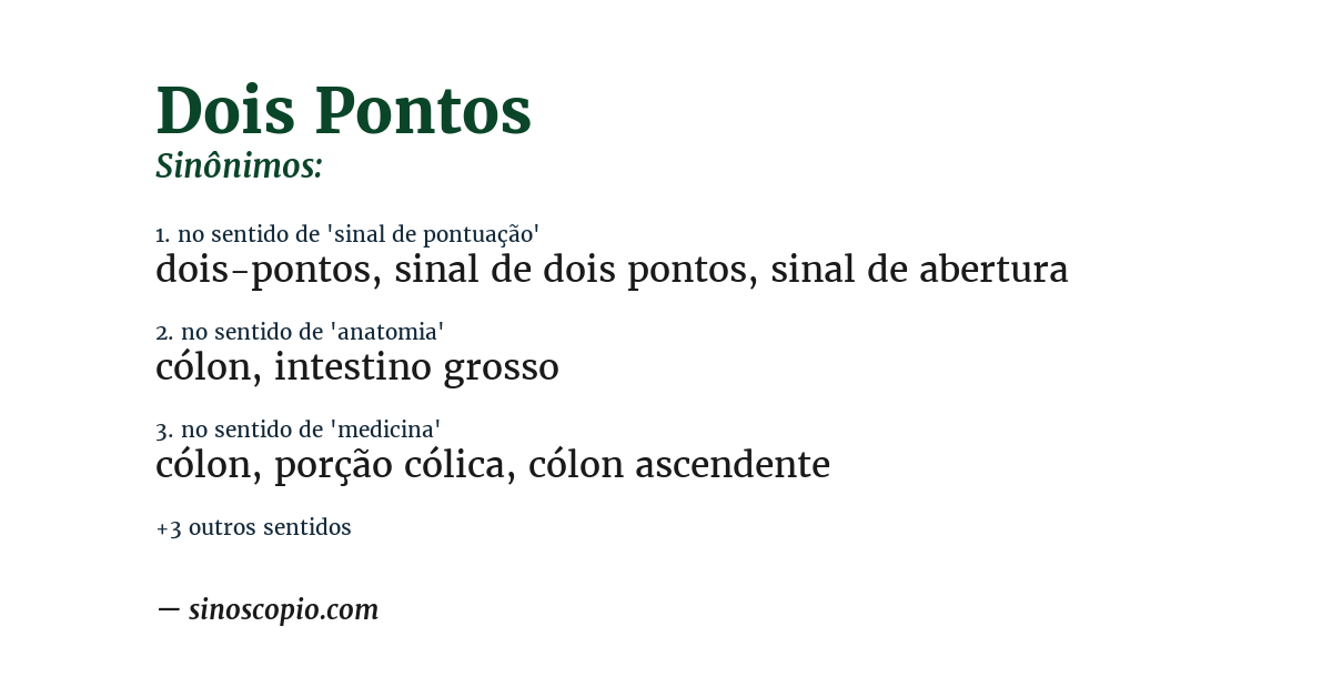Sinônimo de dois pontos