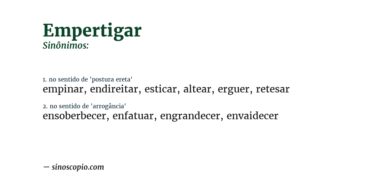 Sinônimo de empertigar