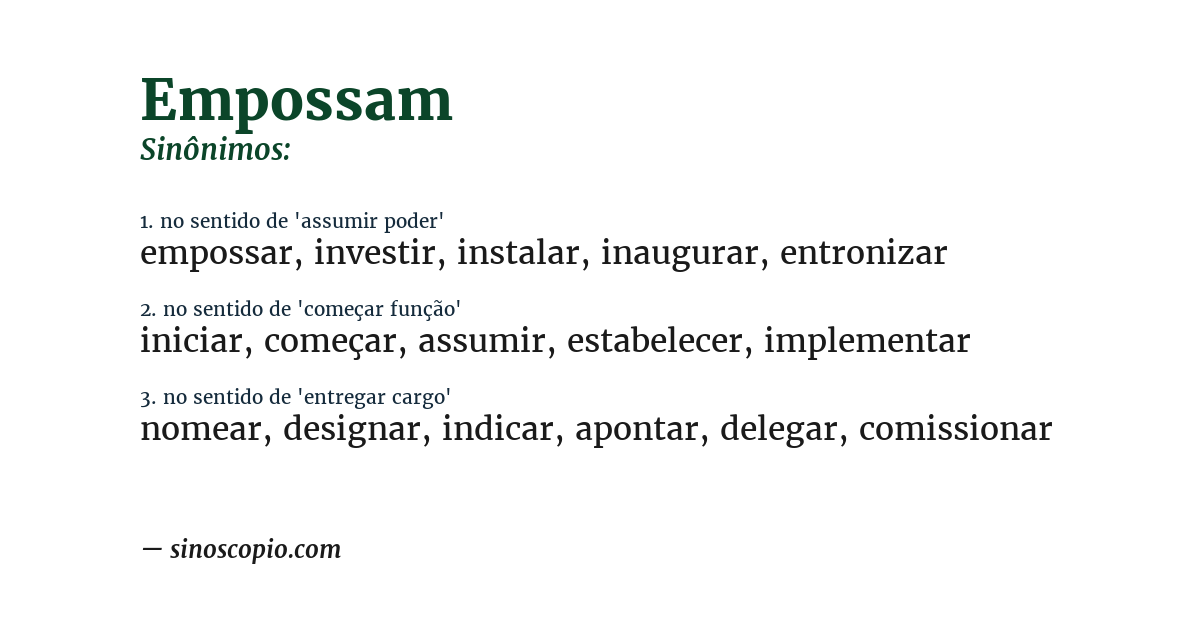 Sinônimo de empossam