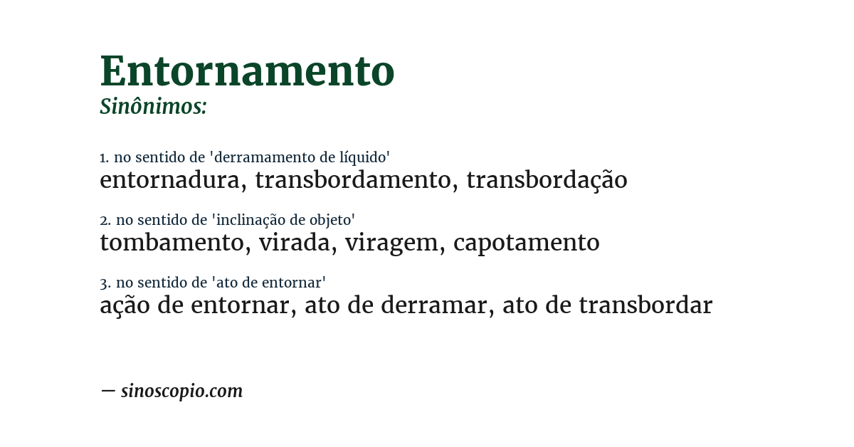 Sinônimo de entornamento