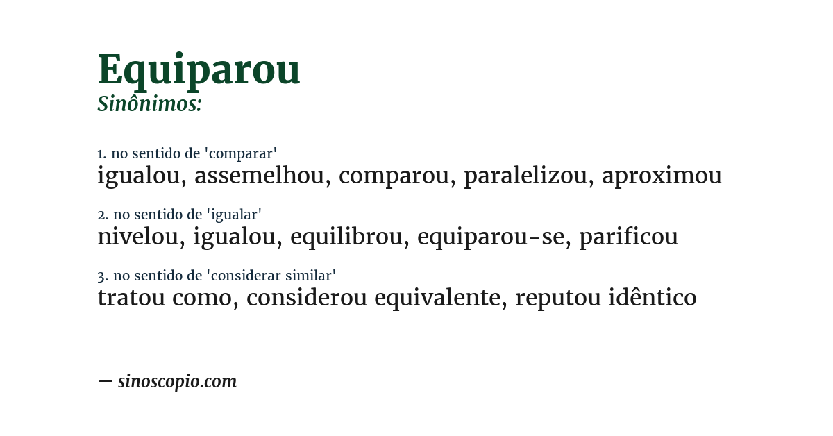 Sinônimo de equiparou