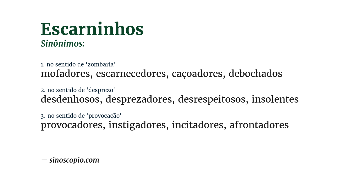 Sinônimo de escarninhos