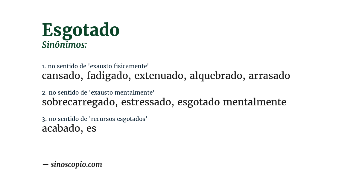 Sinônimo de esgotado