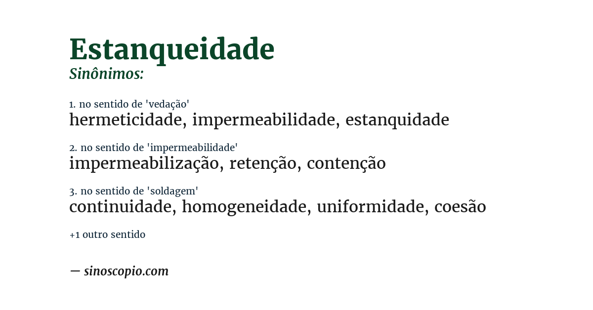 Sinônimo de estanqueidade