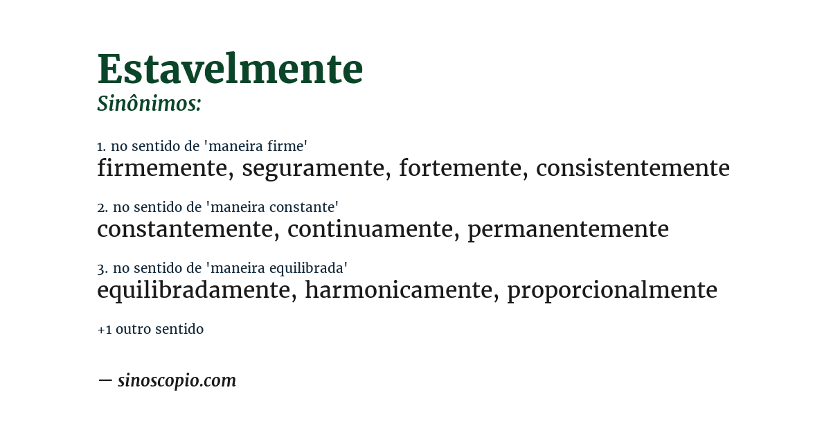 Sinônimo de estavelmente