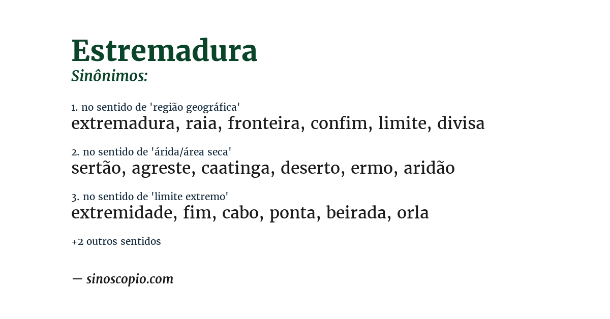 Sinônimo de estremadura