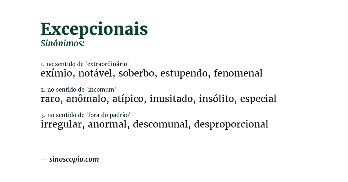 Sinônimo de excepcionais
