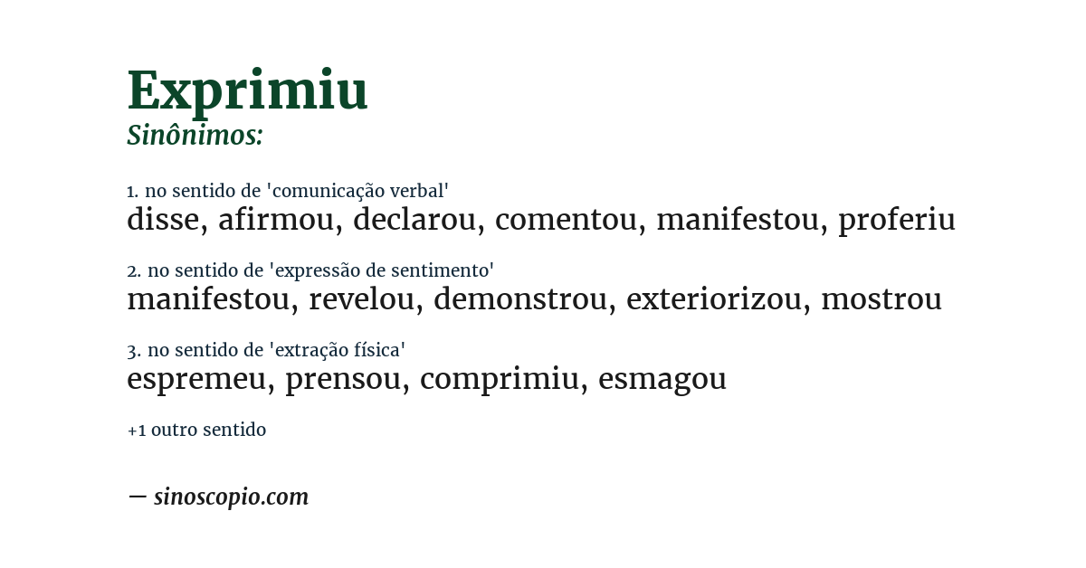 Sinônimo de exprimiu