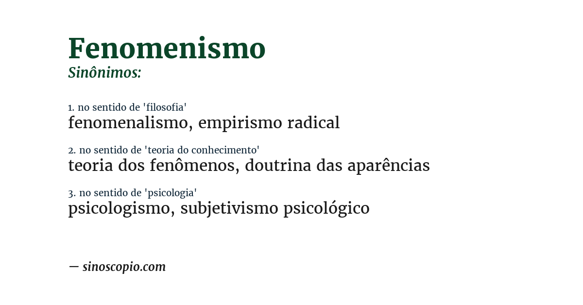 Sinônimo de fenomenismo