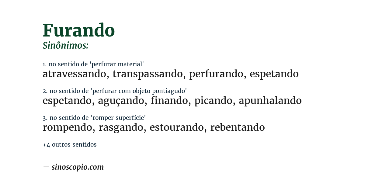 Sinônimo de furando