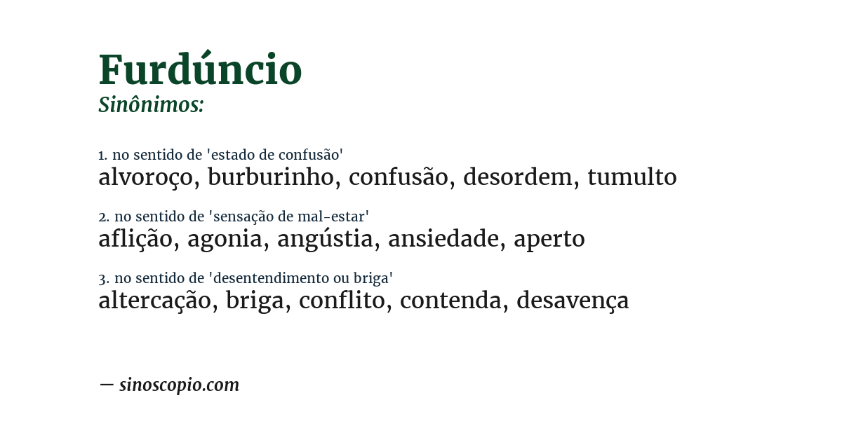 Sinônimo de furdúncio