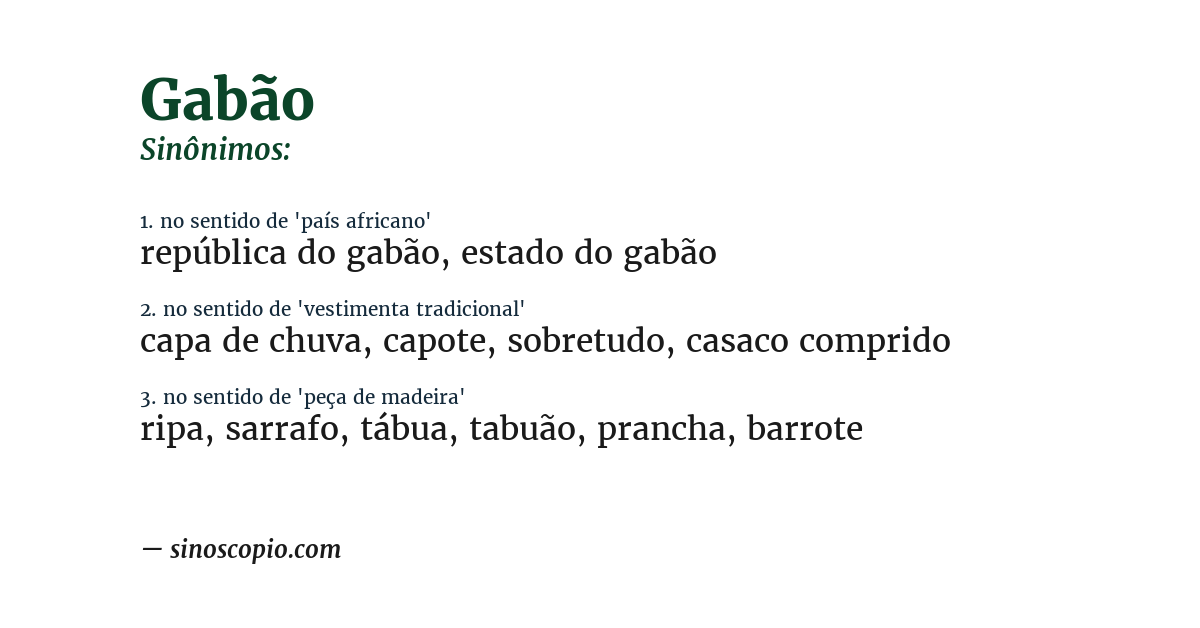 Sinônimo de gabão