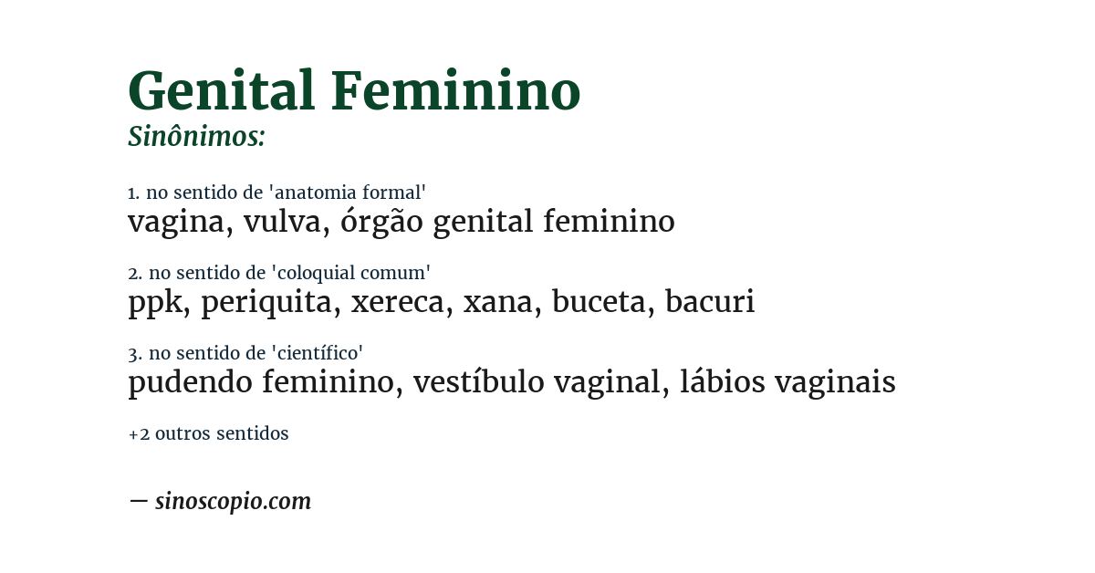 Sinônimo de genital feminino