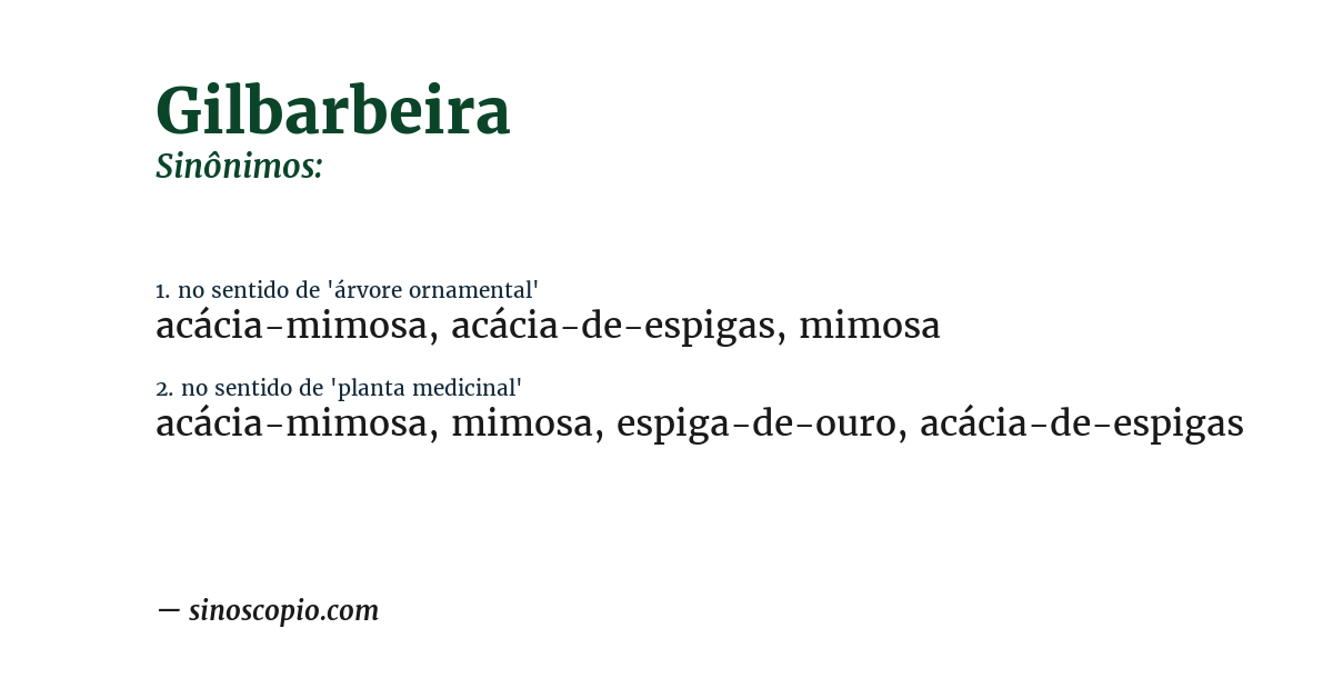 Sinônimo de gilbarbeira