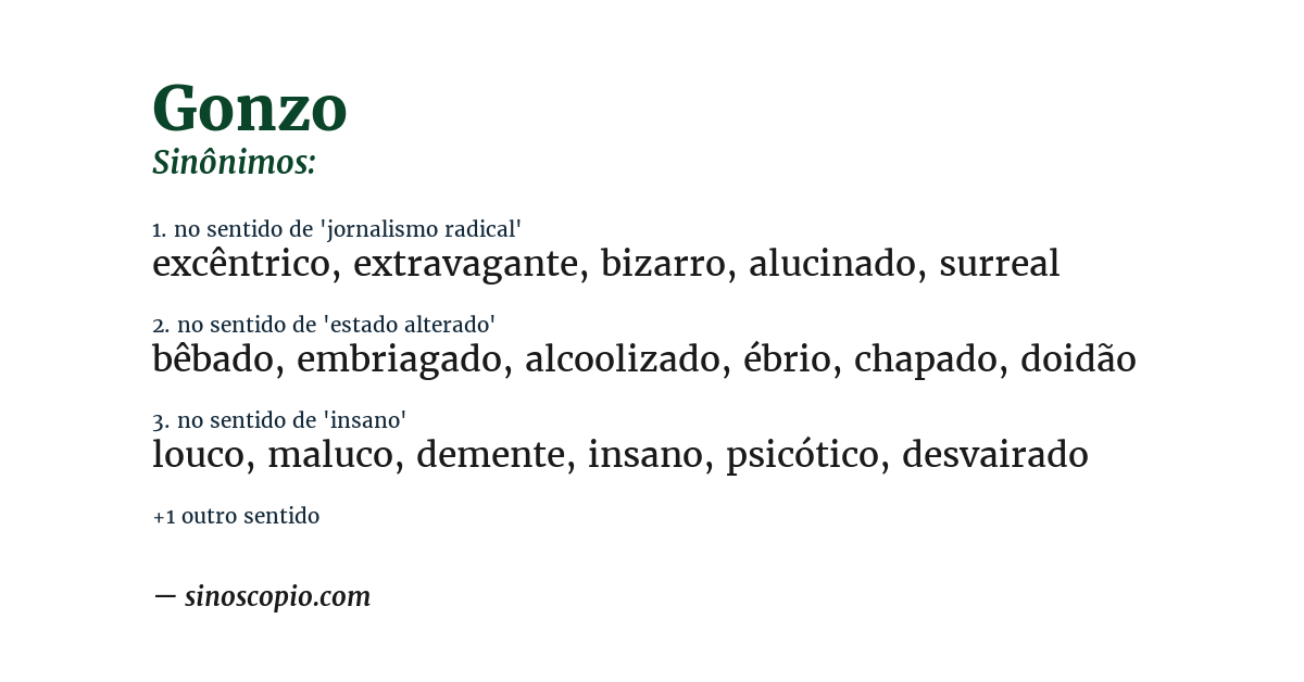Sinônimo de gonzo