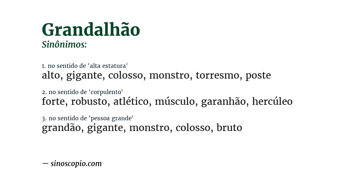 Sinônimo de grandalhão
