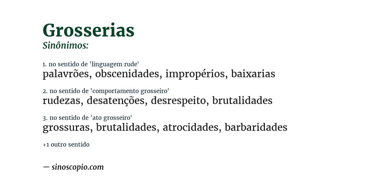 Sinônimo de grosserias