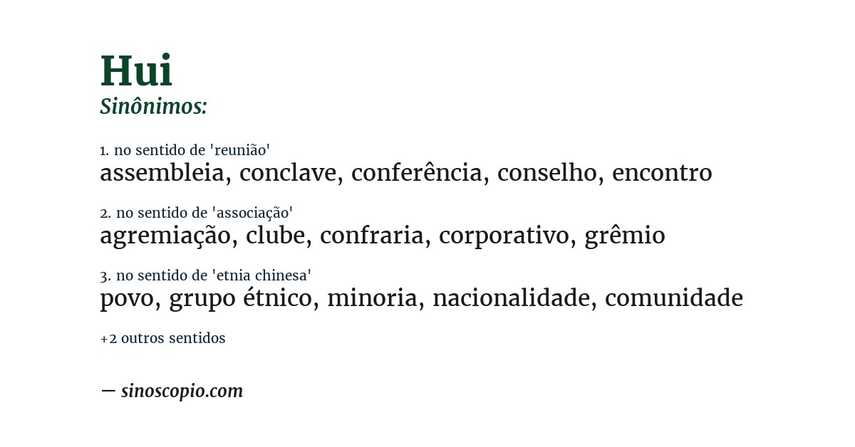 Sinônimo de hui